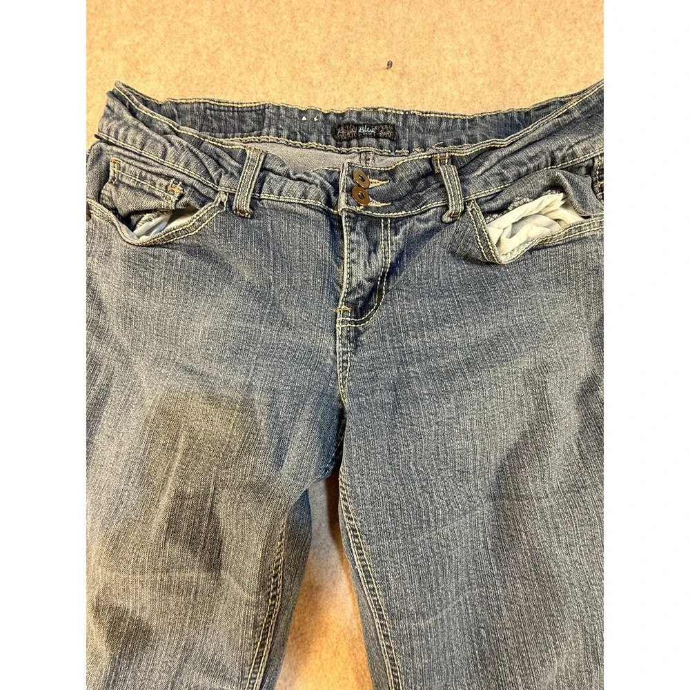 Blue Asphalt Womens Bootcut Jeans Size 13x31 Medium Wash Low Rise Double Button